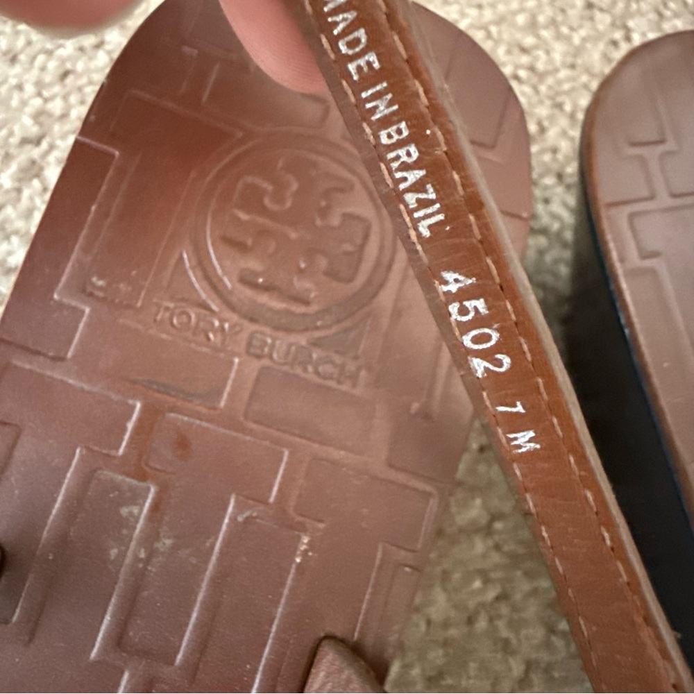 Tory Burch Pauline Demi Wedge T-strap Leather Sandals - Picture 6 of 13